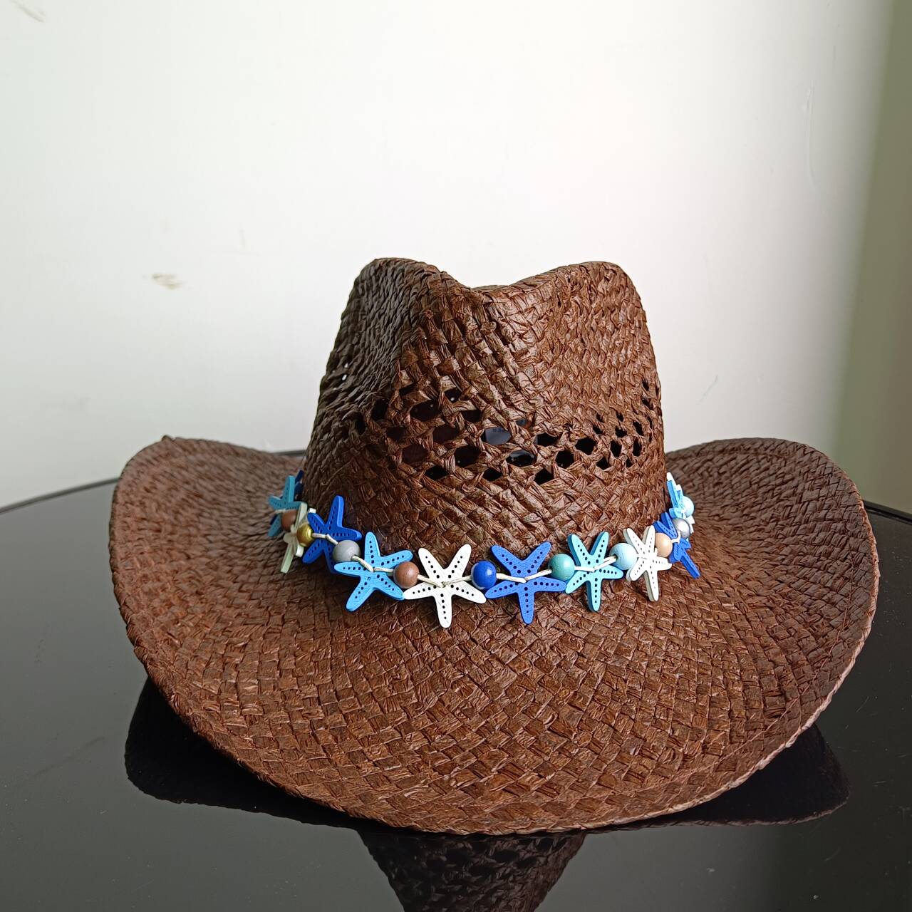 

NewWomen s summer hand-woven hollow straw hat shell decoration holiday beach sun hat Chapeu Panama Femininocowboy hat 2PCS
