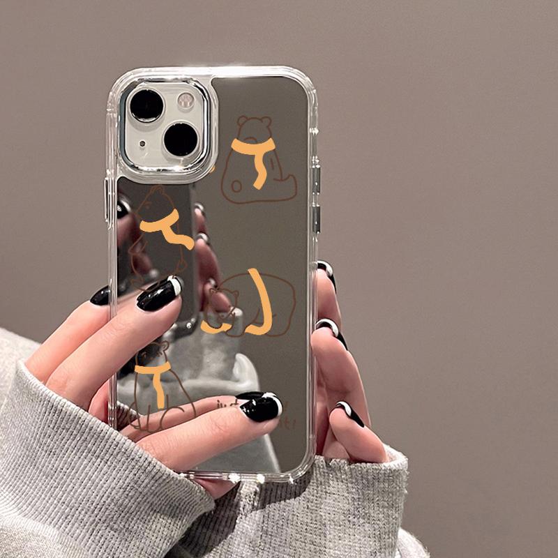 Handyhüllen für iPhone 11 13 XR 15 Pro Max 12 14 Pro Max Hülle iPhone 16 XS Max Spiegel Schutzhülle Mirror Exquisite Cartoon Wasserdicht
