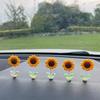 Creative Car Ornaments Shaking Head Cute Fresh Sunflower Center Console Rearview Mirror Ornaments Car Accessories Ladies Gifts