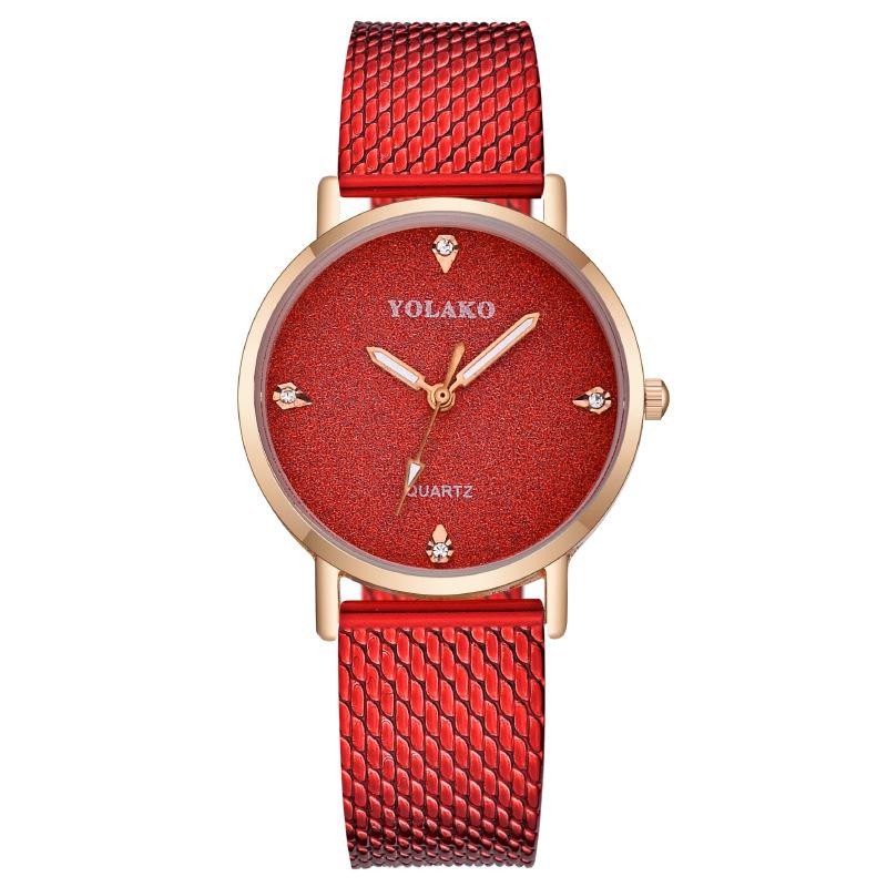 

Популярные модные женские часы с бриллиантами, женские часы с пластиковым ремешком, кварцевые часы красный