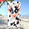 2D Flat Spotted Cow Cartoon Beach Towel, Soft High Absorbent Microfiber, Lightweight for Beach Travel Camping Party
