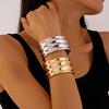 Kaimei 2025 Fashion Jewelry Design Metal Surface Multi-layer Circle Opening Bracelet Chunky Polish Gold Bangle Bracelet Women