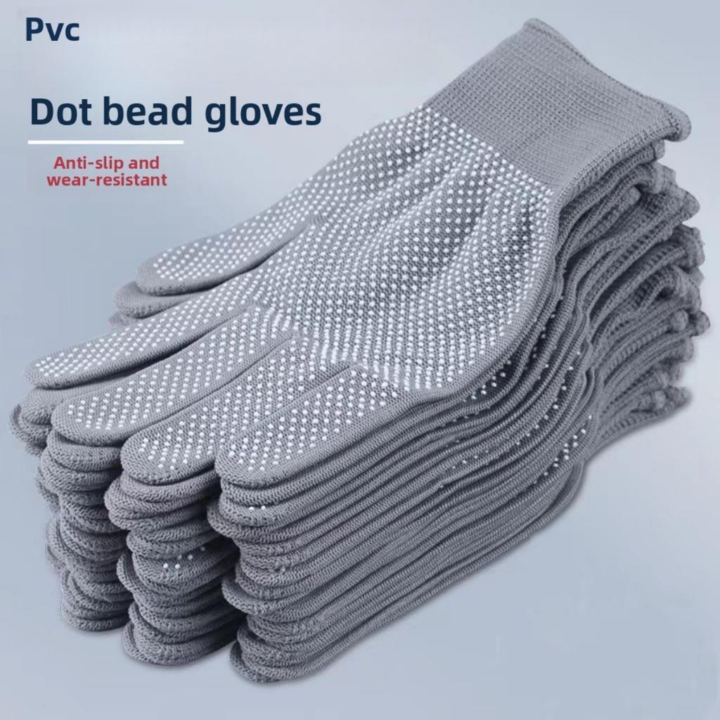 Nylon Prikkede Hansker Arbeidsvernhansker, Nylon Sklisikre Hansker, Sjåførhansker, Hagearbeid, Plast Hansker med Limpunkt