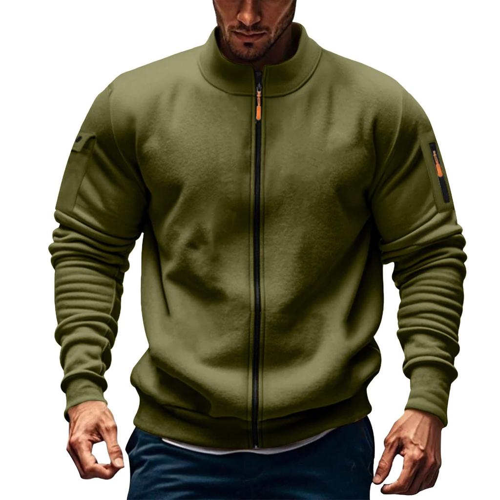 Mens Full Zip Sweatshirts And Tall Casual Stand Collar  Workout Jackets Outdoor Lightweight Athletic Coat