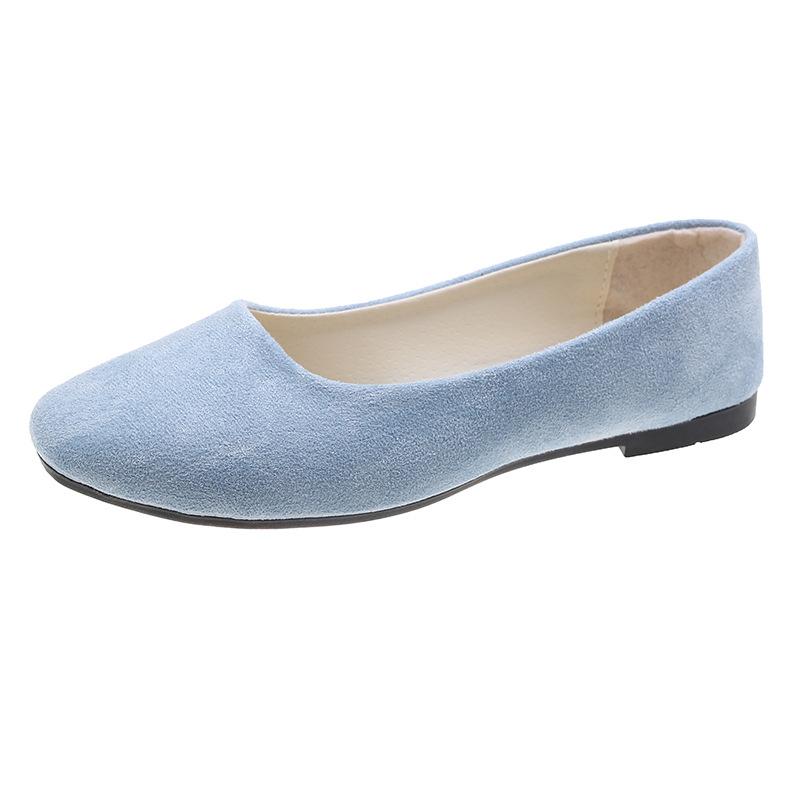 Women Girls Solid Plus Size Slip On Flat Shallow Comfort Casual Single Shoes 19 Colour