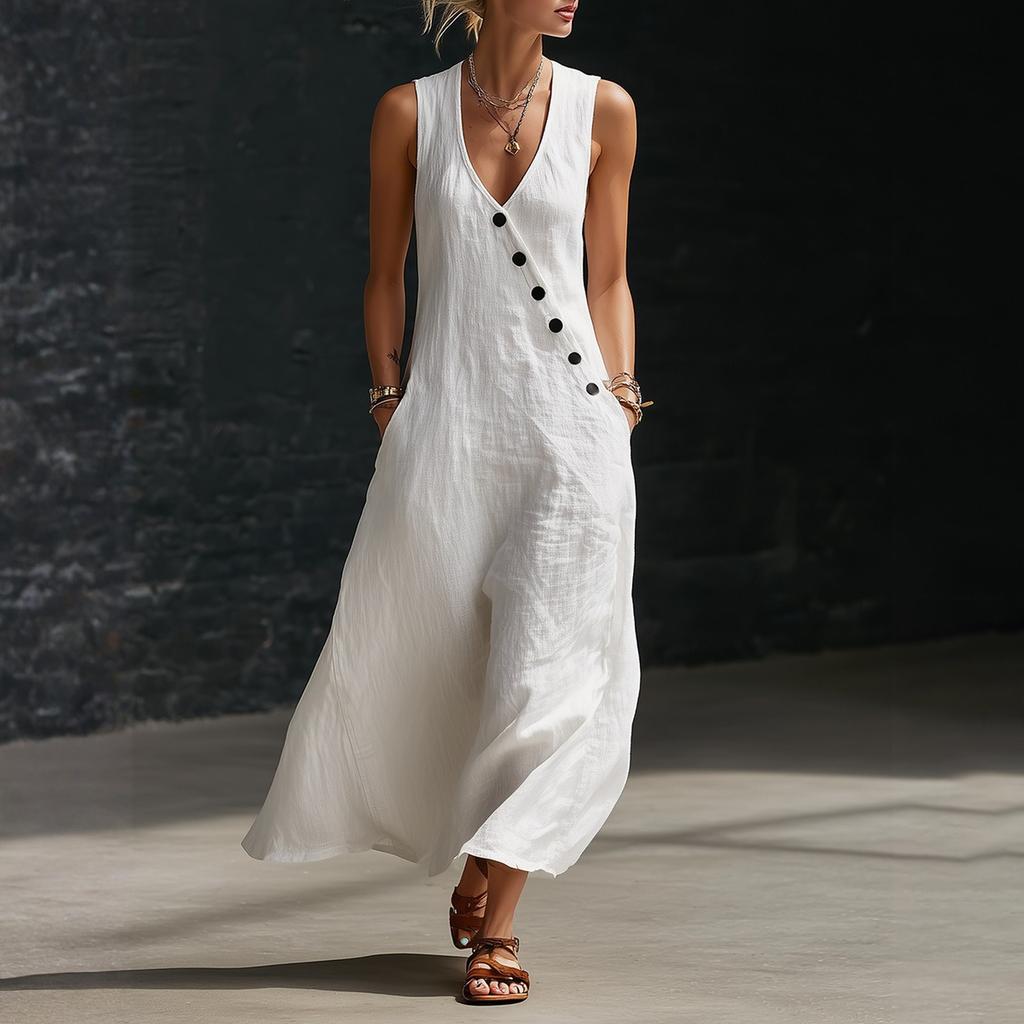 Women's Dress Mid-length Casual Flowy Dresses V-neck Vocation Boho Beach Dress