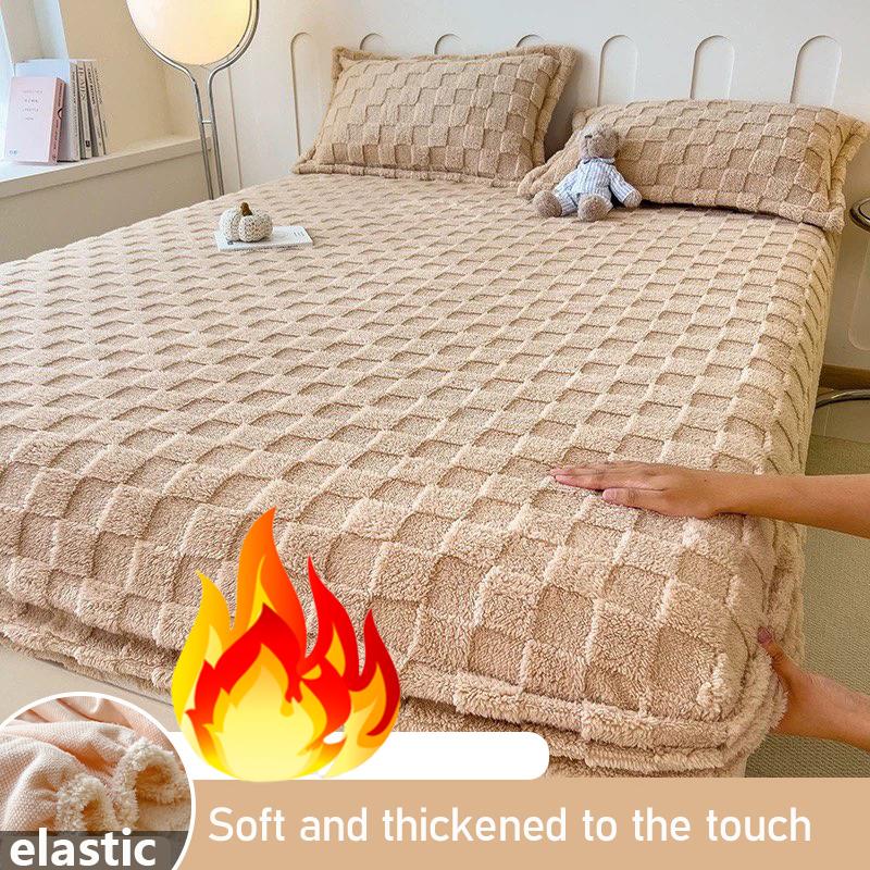 1PC Autumn and Winter Plush Bed Sheet Mattress Cover Beige Green 90 * 200cm/120 * 200cm/150 * 200cm/180 * 200cm/200 * 220cm
