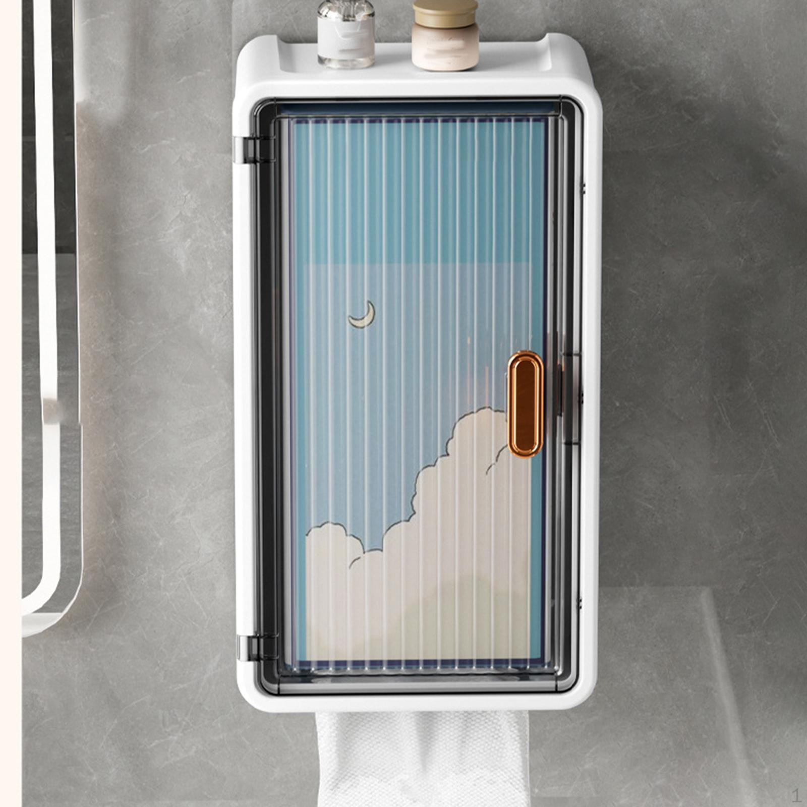 

Держатель для салфеток для ванной комнаты, Функциональный диспенсер для бумажных полотенец и стойка для хранения White Clear Black