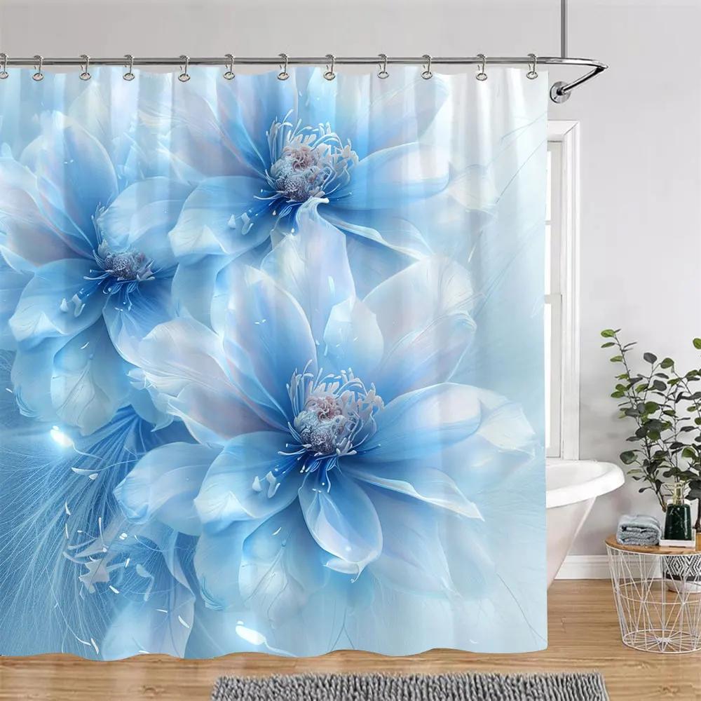 Beautiful Botanical Floral Shower Curtain Watercolour Painting Art Creative Vintage Style Polyester Bath Curtains Bathroom Decor