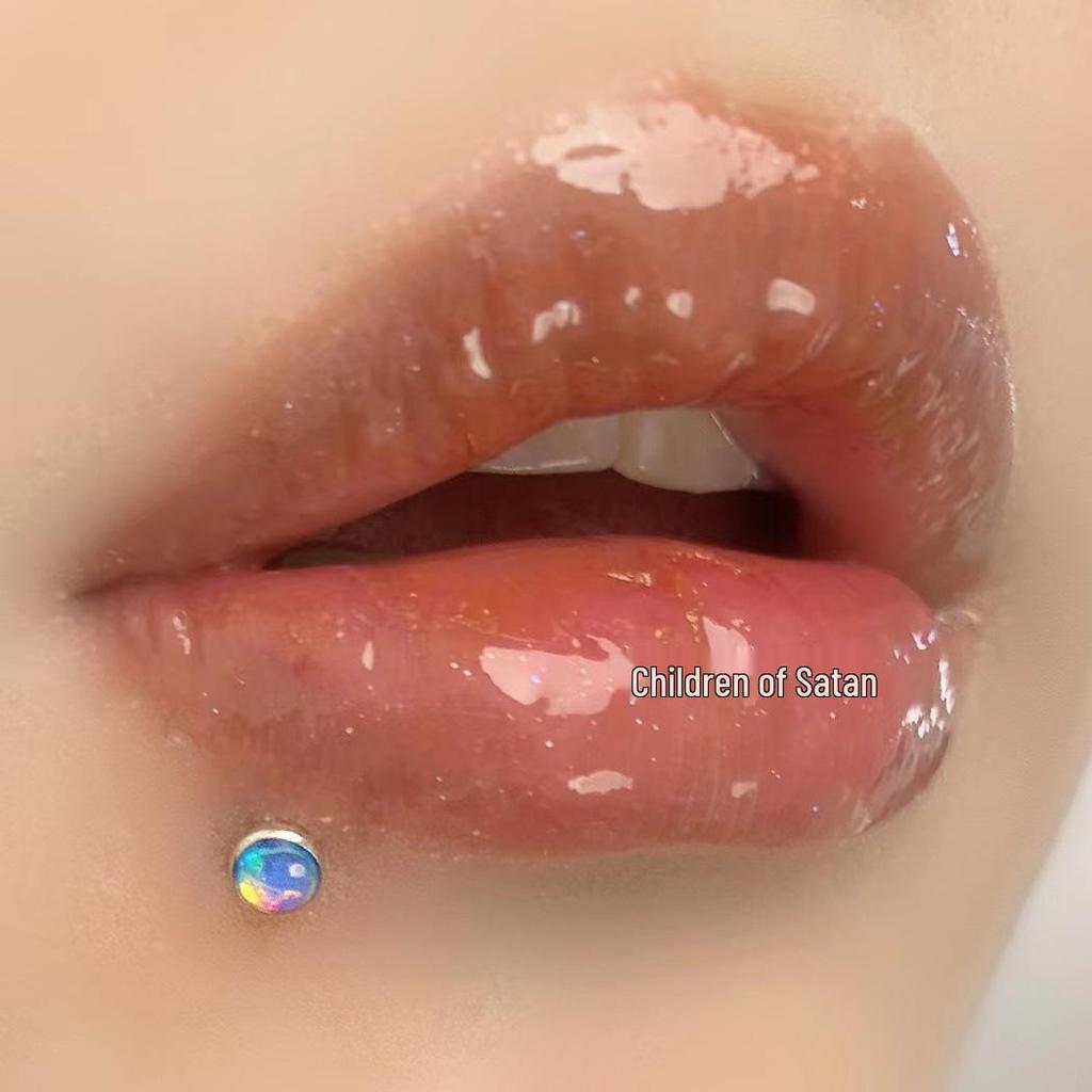 Lip Stud Drip Oil Sparkling Lip and Ear Cartilage Piercing Jewelry, 16g Internal Thread, New