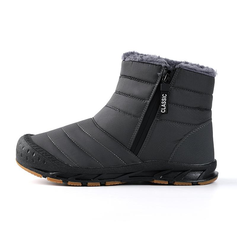Men's Winter Warm Snow Boots With Zipper Non-Slip Water Resistant Faux Fur Lined Ankle Booties Outdoor Comfort High-Top Hiking Walking Shoes for Men
