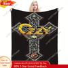 Ozzy Osbourne Wohndecke Heavy Metal Dekor mit Ozzy-Kreuz-Design in Schwarz Gelb Rot Ultra-Weiche Flanell Allzweckdecke