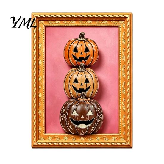 Metal Cabinet Ornaments Halloween Pumpkin Frame Refrigerator Magnet, Vintage Ghost Fridge Waterproof Magnets Whiteboard Decorative Magnet for Holiday