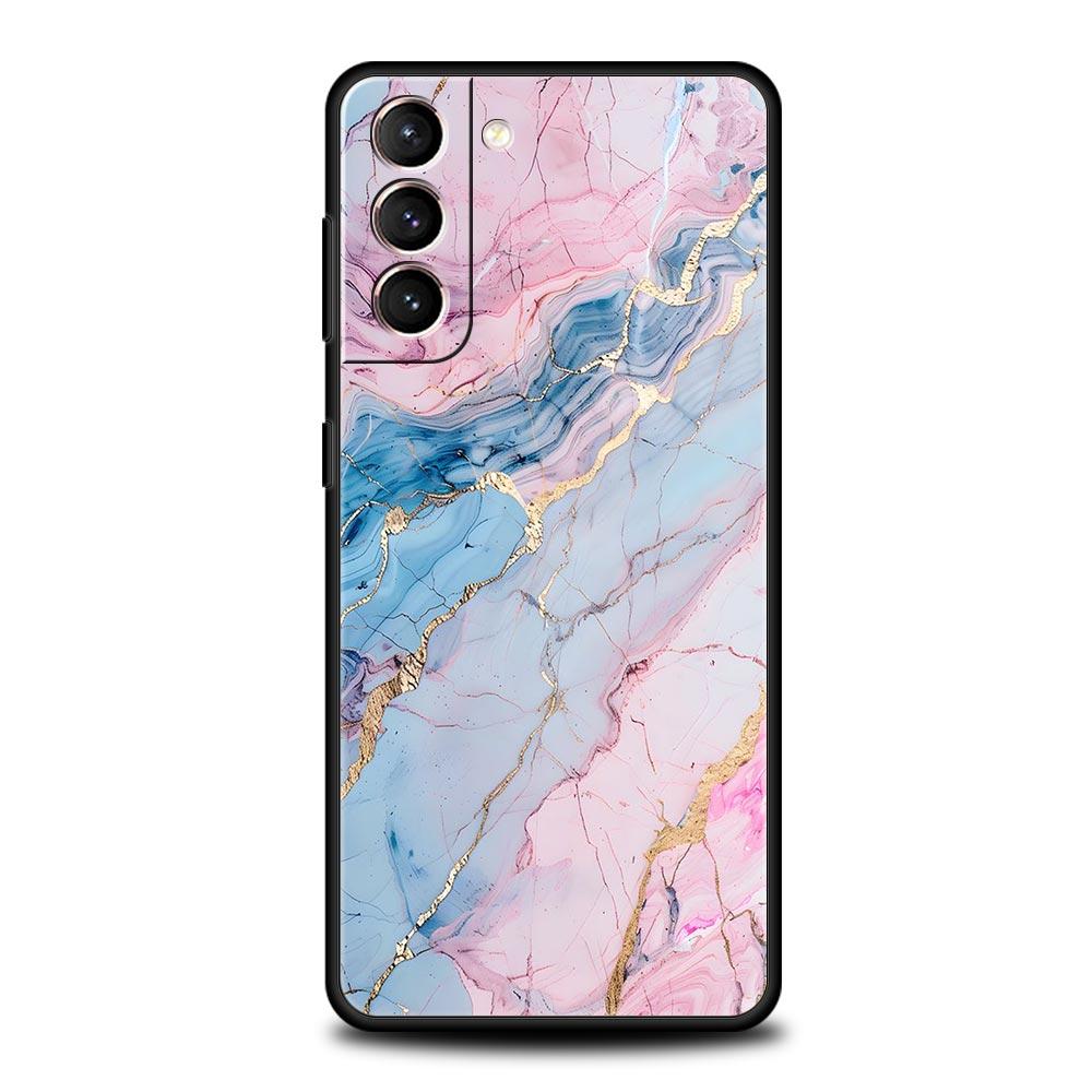 Phone Case For Samsung Galaxy S24 S23 Ultra S22 S21 S20 FE 5G S10 S10E S9 Plus S8 Soft Silicone Black Cover Marble