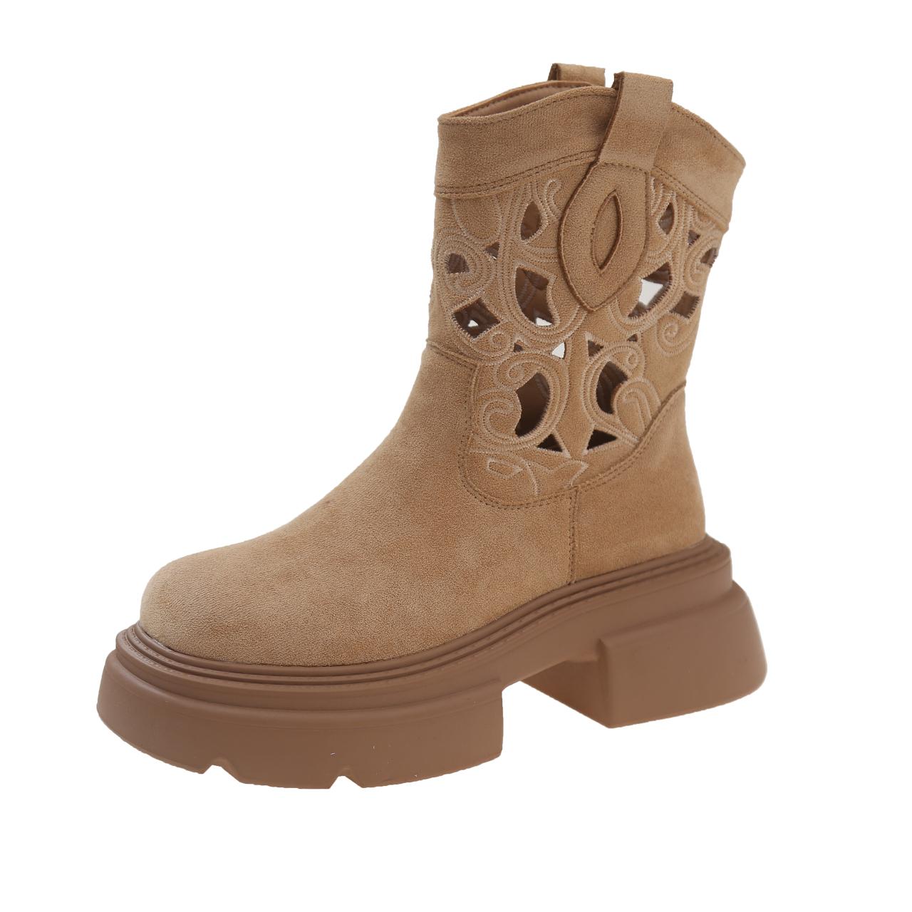 

Летние дышащие женские ботинки на платформе с толстым каблуком, женские весенние туфли с толстой подошвой, застежкой-молнией, уличные сапоги для верховой езды 35 хаки