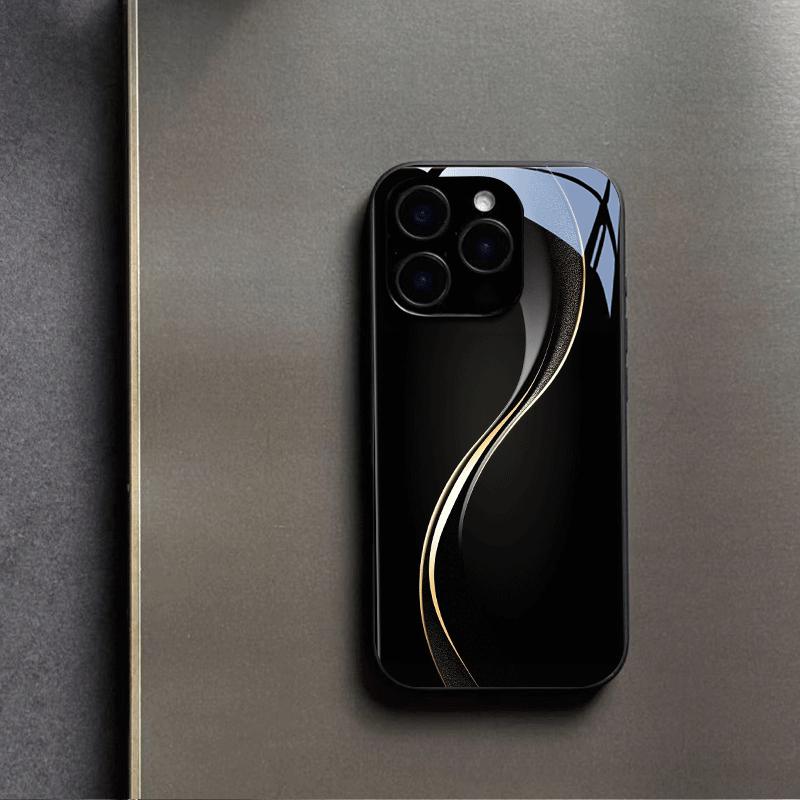 Business Gold-black Texture Phone Case for Iphone 17 Pro Max Cover Built-in Glass for iPhone 17 16 15 14 13 12 Pm Pro Plus