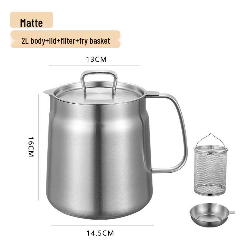 304 Stainless Steel Oil Storage Pot with Strainer