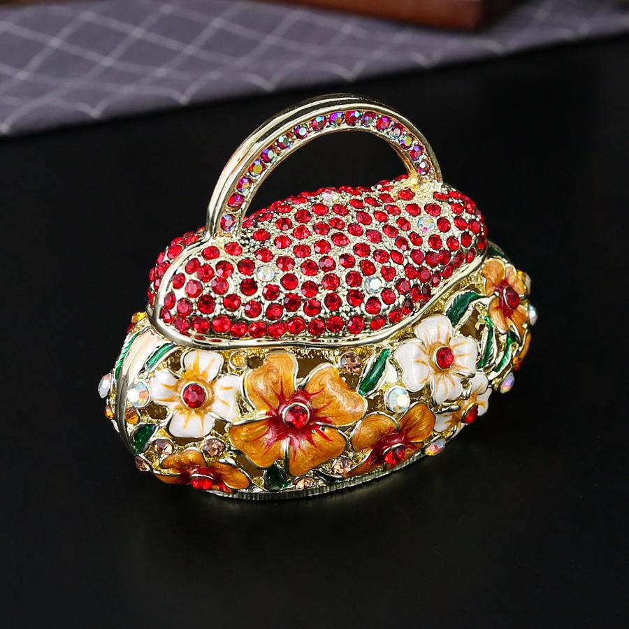 Explosiva metall cloisonné-hantverk Kinesisk emaljerad smyckeskrin kreativ heminredning blomkorg väska småprylar
