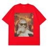 Hiphop Tops I Chill Cat Xmas Funny Cat Meme Tshirt Casual Loose Tshirt Summer Aesthetic Fashion Print Tshirts Unisex