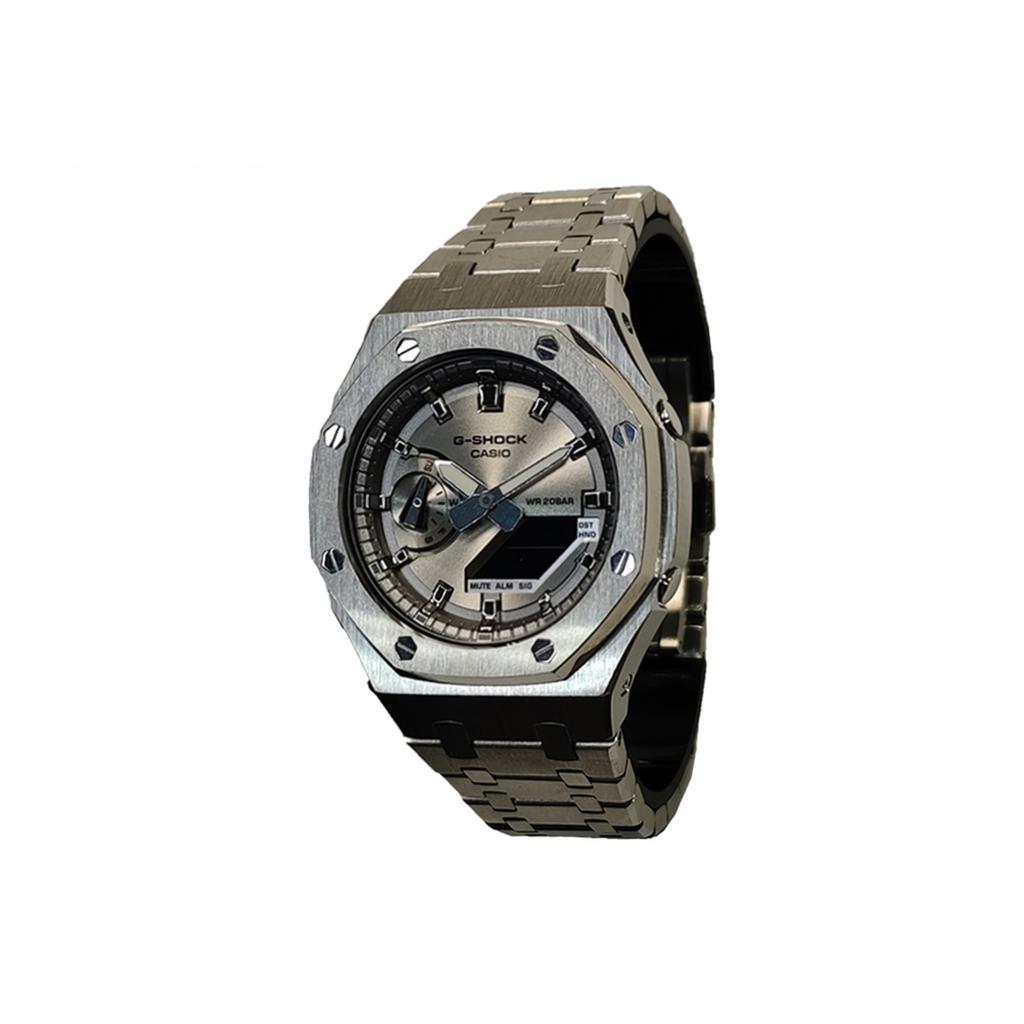 Casio Men Liquid Crystal,Analog Dual Display Series 44mm White Watch GA-2100SB-1A(Watch3--)