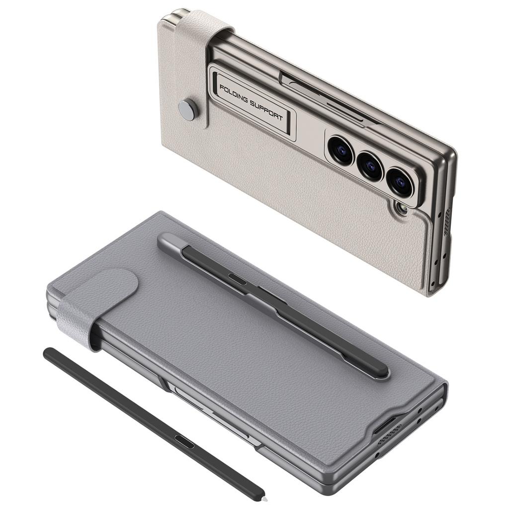 Samsung Z Fold6 Side Buckle Magnetic Suction Phone Case Flip Leather Case Card Wallet Protective Case Holder Pen Slot