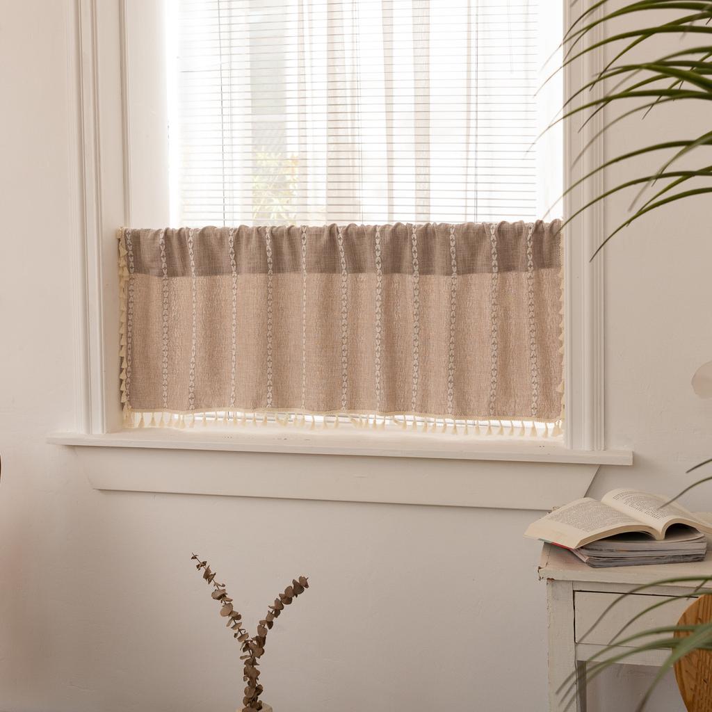 Cream Curtain Country Cottage Kitchen Small Curtain Rod Pocket Bathroom Bedroom Partition Curtain Cafe Curtain Curtain