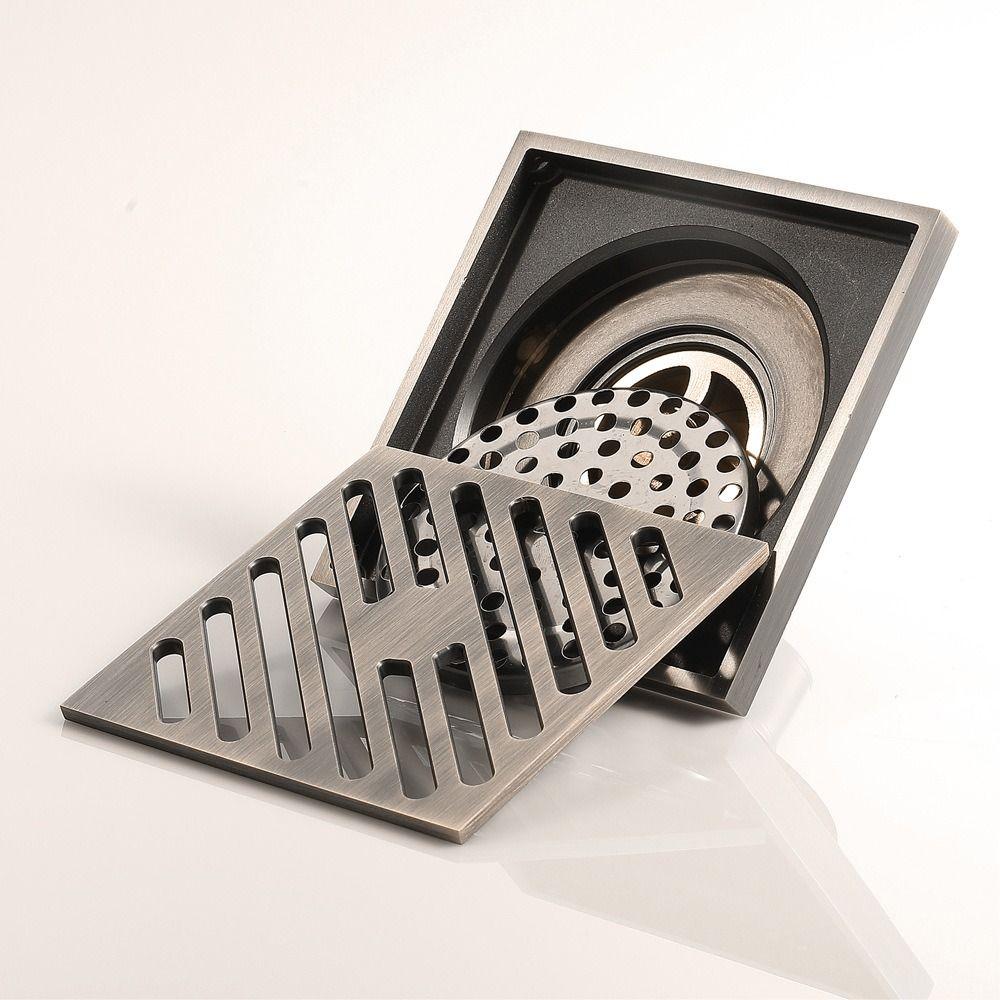 Geruchshemmender Bodenablauf Quadratischer Haarsieb 100*100mm Antiker Linearer Bodenablauf Badezimmer Toilette