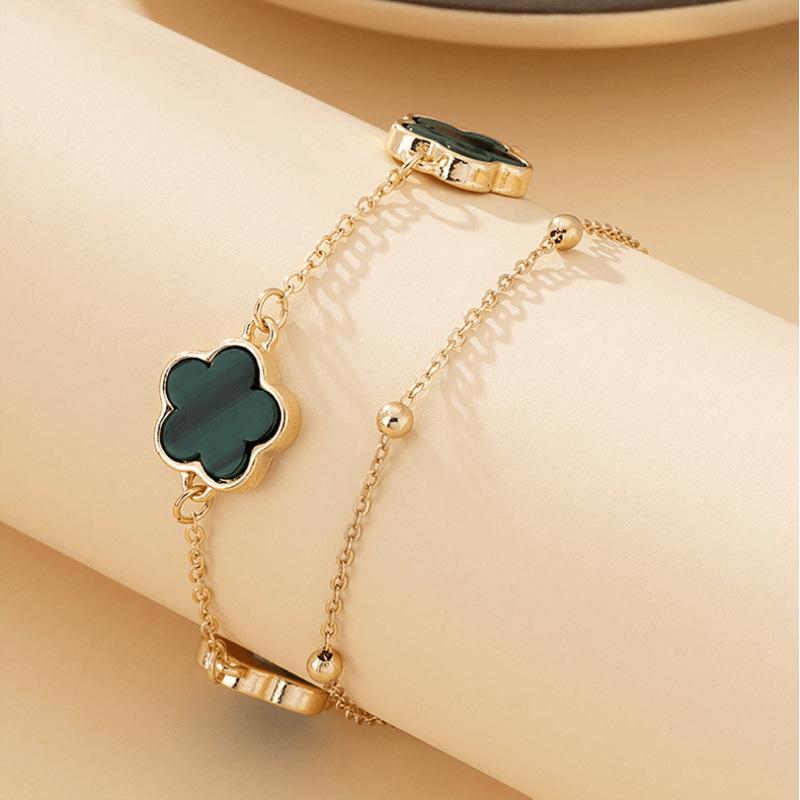 Chic Four-Leaf Clover Metal Chain Bracelet