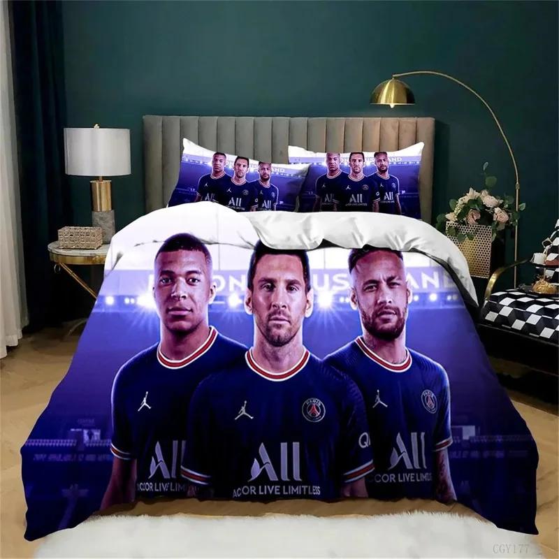 3D Football Star No.10 Bedding Set Teen Boys 3 Pieces Soccer Star Duvet Cover Set Soft And Breathable Comforter Cover Zipper