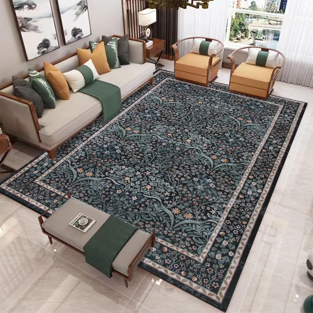 Retro Boho Persia Floral Plants Carpet Living Room Bedroom Balcony Sofa Table Door Entrance Rug Non-slip Washable Home Decor Mat