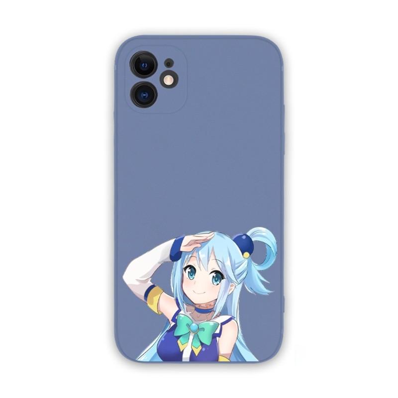 Urocze etui na telefon Konosuba Aqua dla iPhone 14 11 12 13 Pro Max X XR XSMax 6 6S 7 8 Plus SE 2022 Miękkie kwadratowe kolorowe etui na telefon
