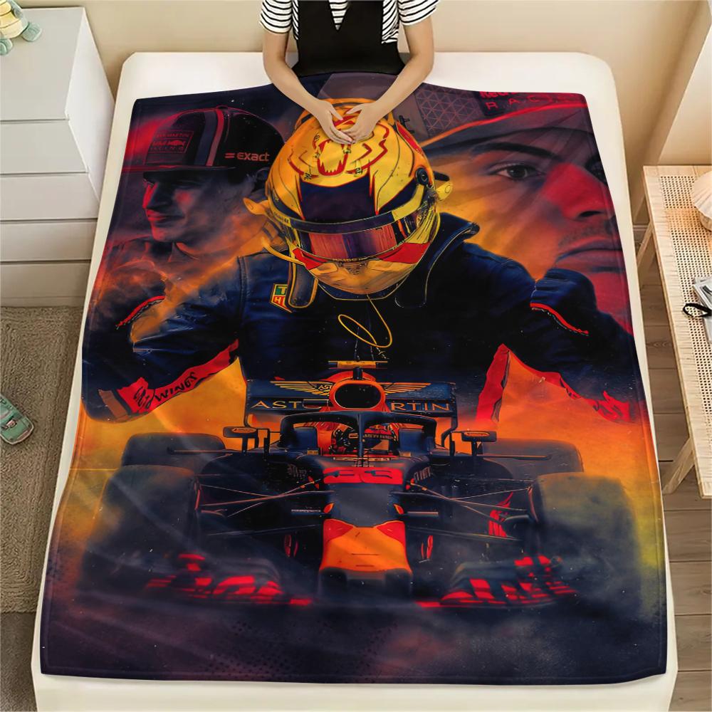 

1 шт. Фланелевое одеяло с принтом Макса Ферстаппена, Высококачественное, Для всех сезонов, Декор для дома, Тепло и комфорт, Идеально для рождественских подарков 80cm x 120cm