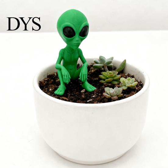 Alien Collectible Figurine Mini Ornament Sci-fi Funny Sitting Statue Planter Indoor Decoration for Garden Home Desktop Decor Lovers Gift Christmas
