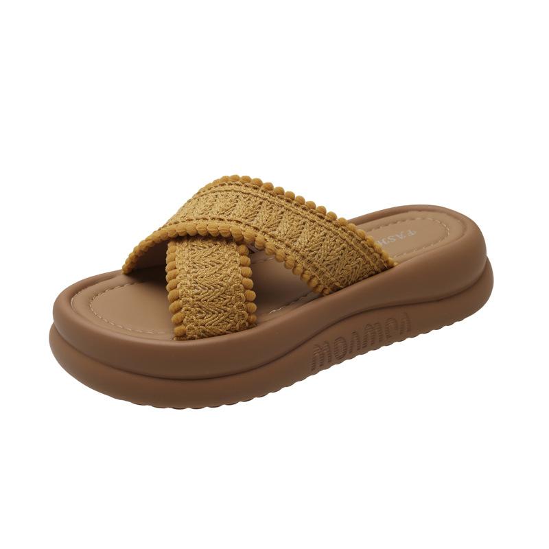 Women's Casual Sandals 2025 Summer Non Slip Breathable Platform Slippers Height Increase Outdoor Flat Comfortable Beach Shoes