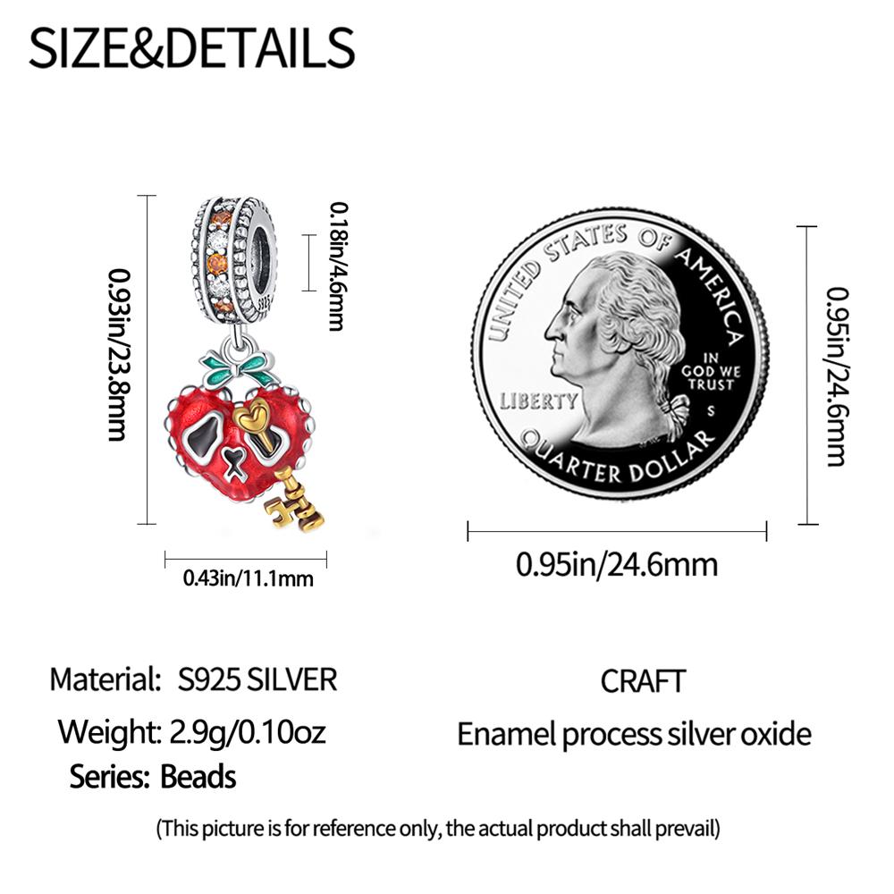 Red Love Skull Lock Charms Copper Original Beads Fit Originalcharms Bracelet Beads Jewelry Gifts For Women