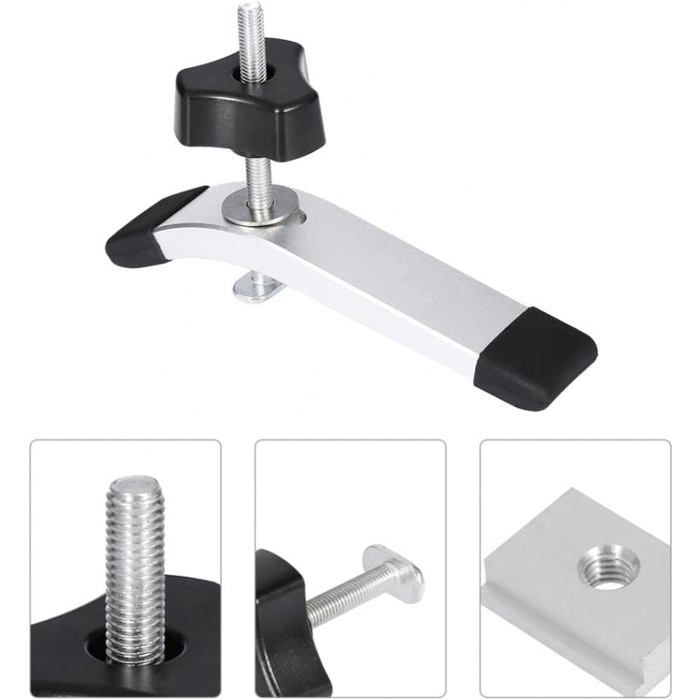 Pinces à serrage rapide pour rail en T - AIMOONSA - T-Track Clamp - Alliage d'aluminium - Filetage M8 - Argenté