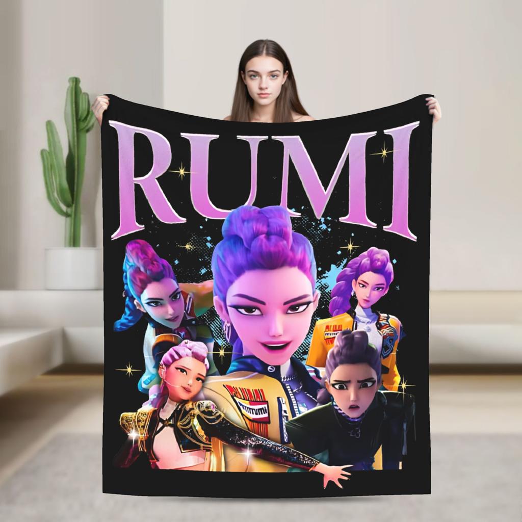HUNTRIX KPOP Dämonenjäger Anime Flanelldecke Fantastische Überwurfdecke für Zuhause 200x150cm Teppichstück