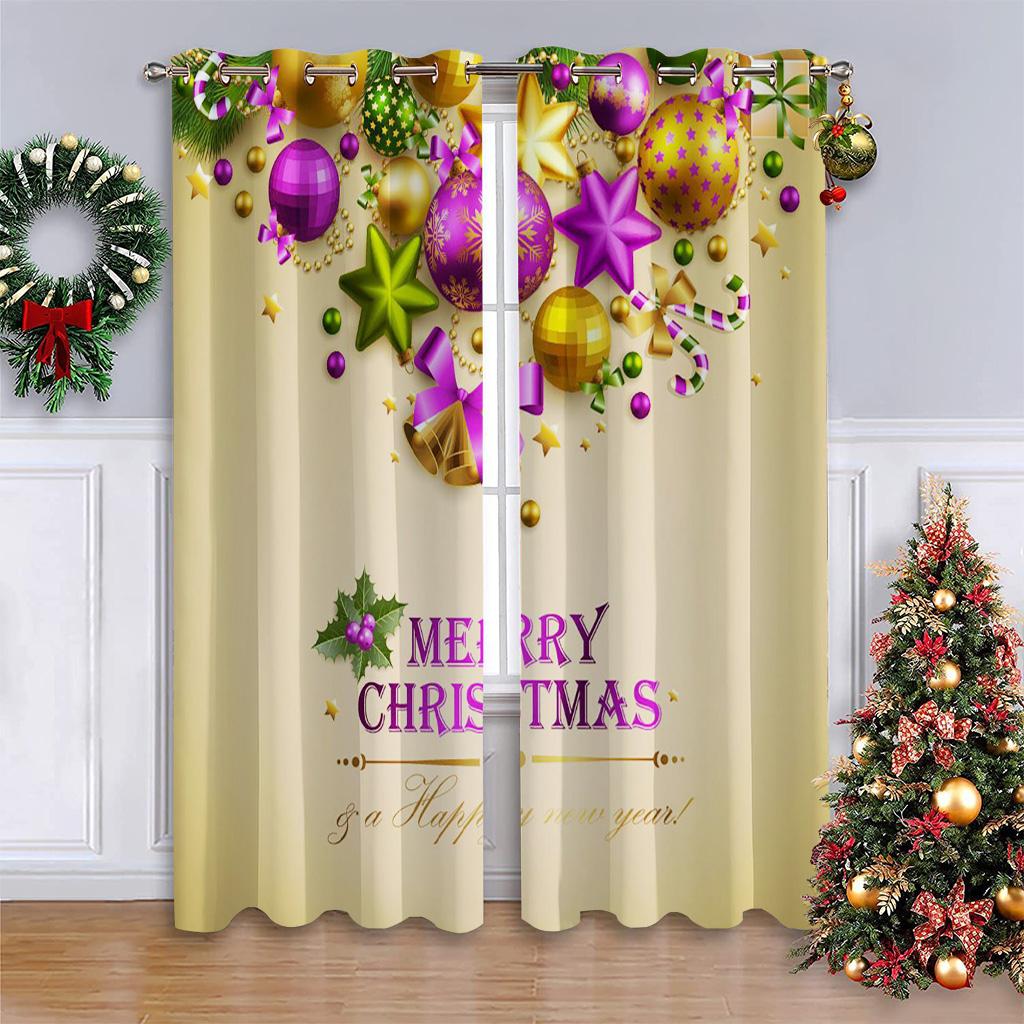 

Рождественский декор Луна Звезды Золотые шторы Спальня Балкон Окно Декор Шторы 2 Панели 50W130H(CM)X2PCS&Hook