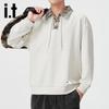 izzue Designer Plaid Patchwork Pullover Sweatshirt