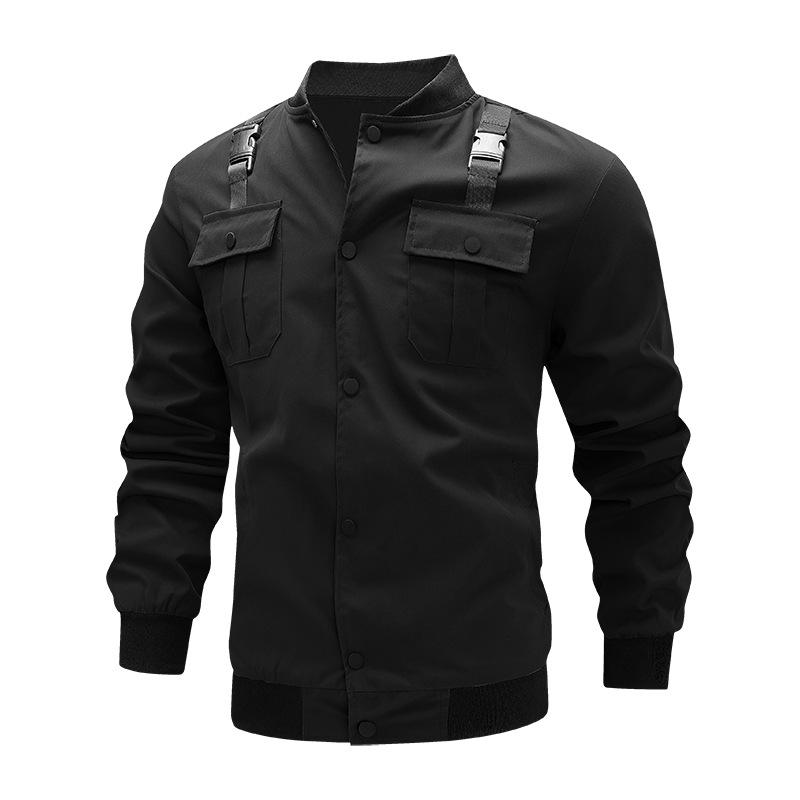 

Men s Long Sleeved Shirt Jacket for Spring and Autumn Men s Loose Outdoor Multi Pocket Workwear Jacket XXL чорний