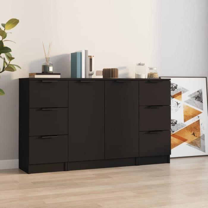 VidaXL Buffets 3 pcs noir bois d'ingénierie 3115837