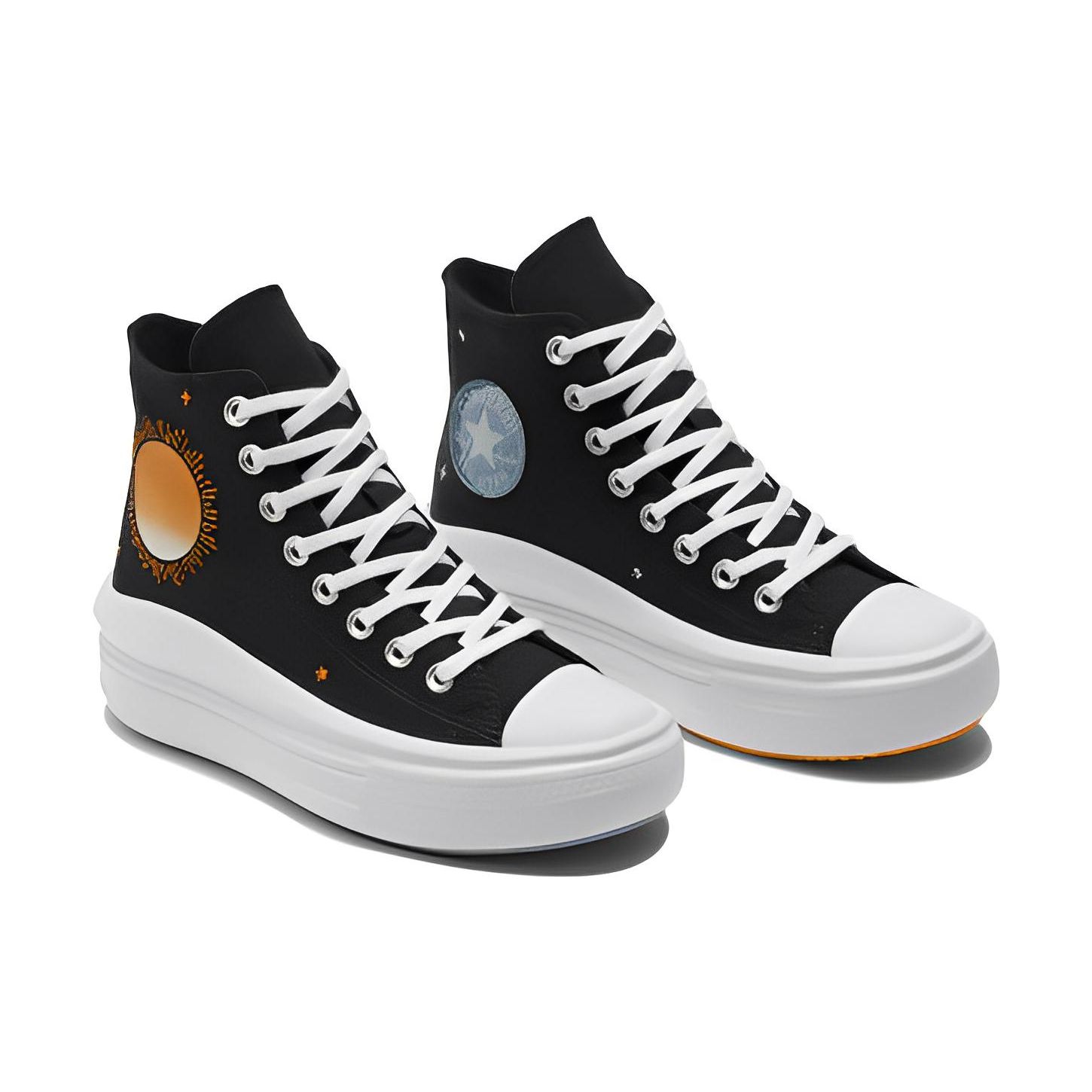 Converse Chuck Taylor All Star Move High черные белые оранжевые женские кроссовки A02896C — фото 3
