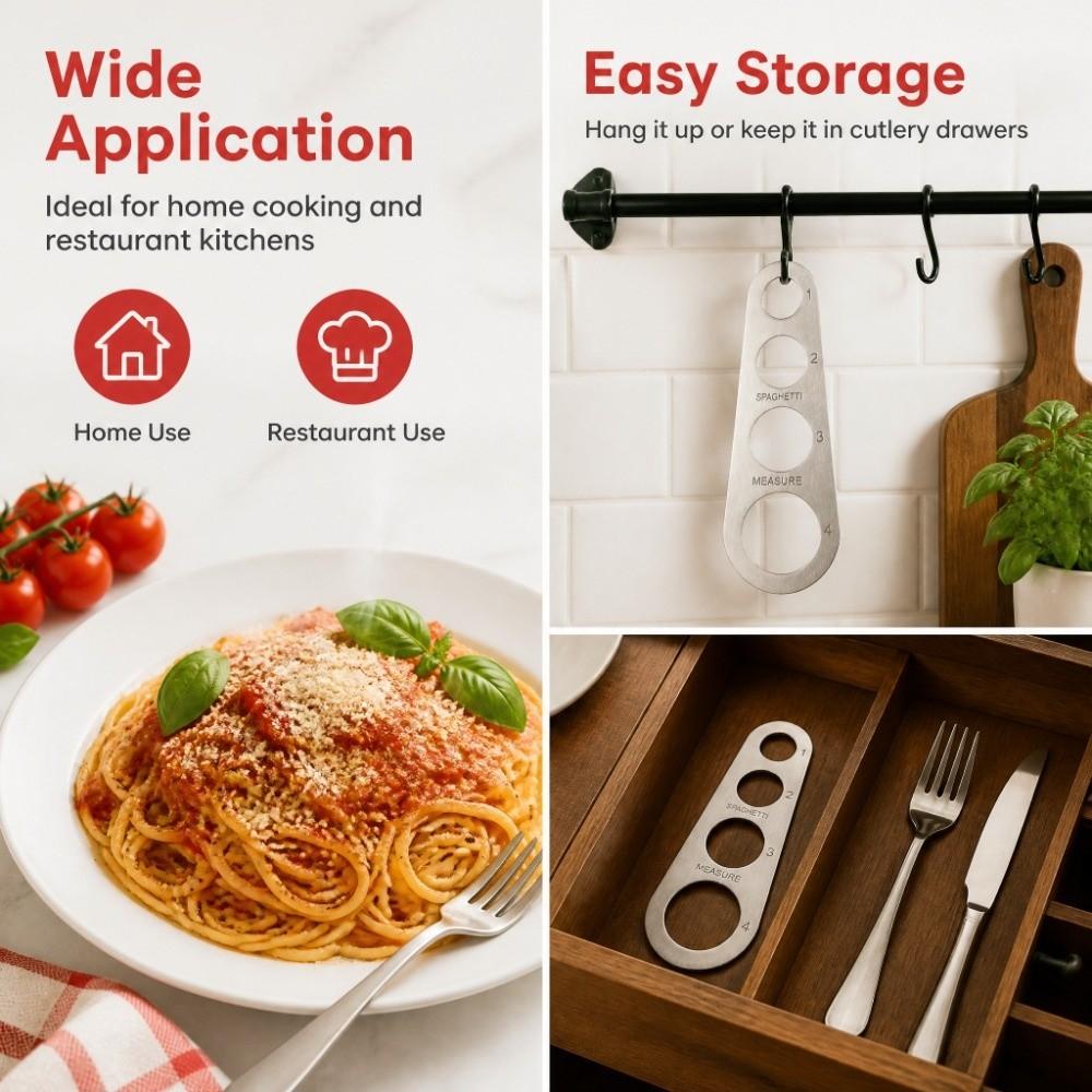 2 PCS Silver Spaghetti Measurer Stainless Steel Spaghetti Measure Ruler Meal Prep