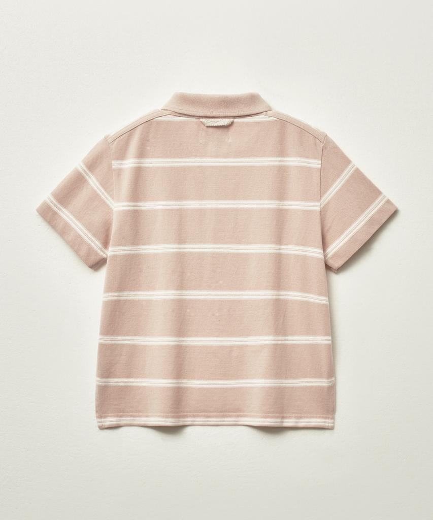 Seteo (W) Striped Pique Polo Short Sleeve T-Shirt Light Pink