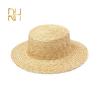 RH Summer Classical Simple Plain Boater Wheat Straw Hat Flat Top Casual Female Hat Vacation Style Light Beach Hat For DIY