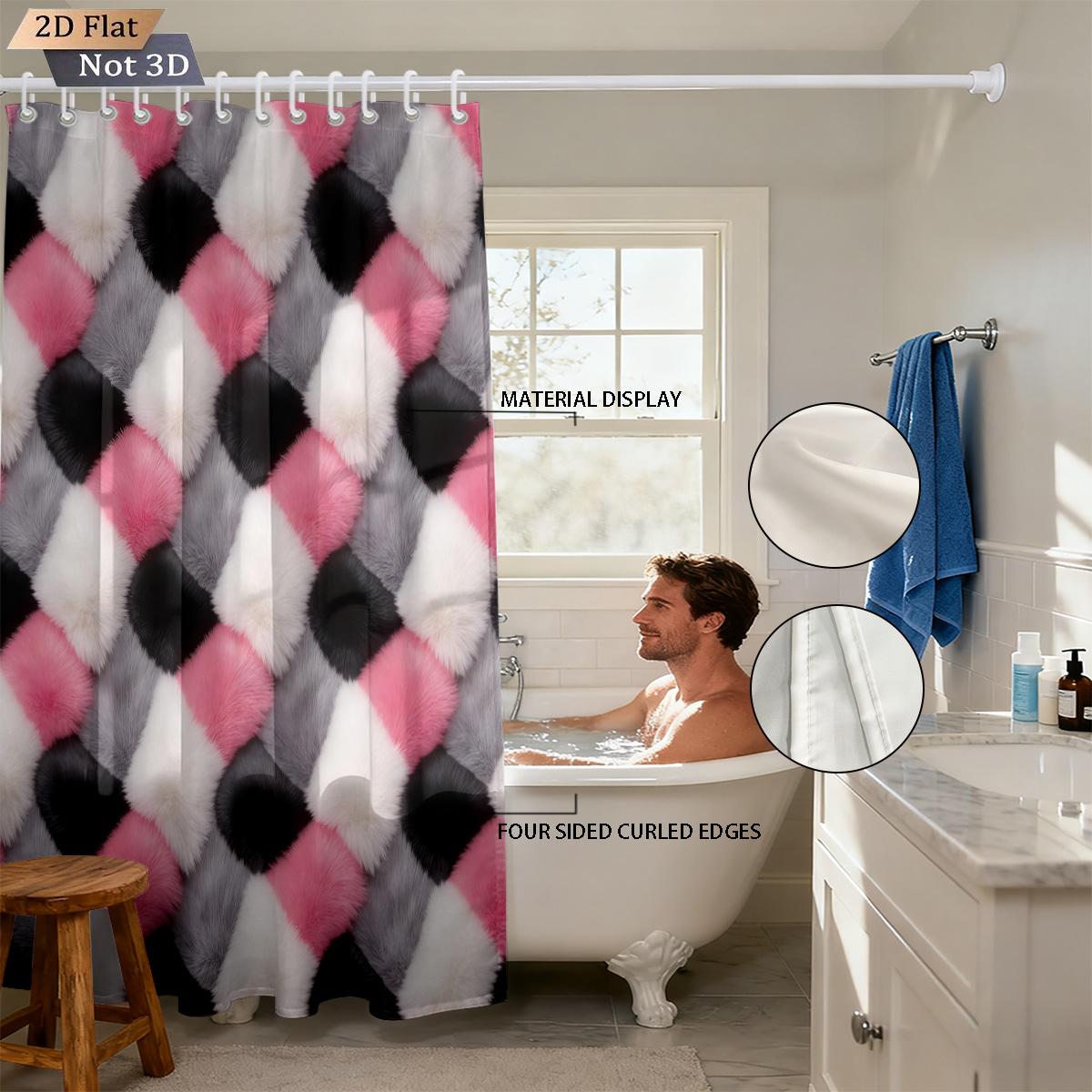 

1Pc Color Blocking Woven Checkerboard Print Waterproof Partition Privacy Shower Curtain 12 Hooks Multiple Sizes, Easy To Install W60H190(CM)-1 Pcs