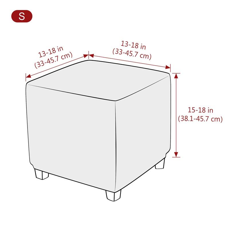 Square Ottoman Stool Cover Jacquard Elastic Footrest Slipcovers All Inclusive Stretch Footstool Dust Covers Solid Color Bedroom