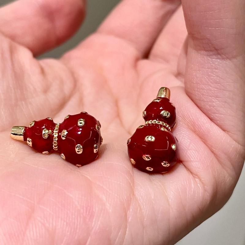 High-End Zodiac Red Gourd Earrings - Unique Chinese Style Niche Design for Women