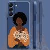 Pretty African Girl Daisy Flower Butterfly Liquid Case For Samsung Galaxy S22 S21 S20 Fe Ultra S10 S9 S8 Plus S10e Note 20 Lite