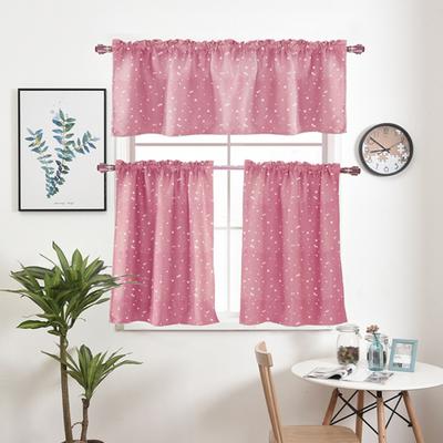 Stars Print Solid Color Kitchen Short Curtain Window Valance Drape Home Decor